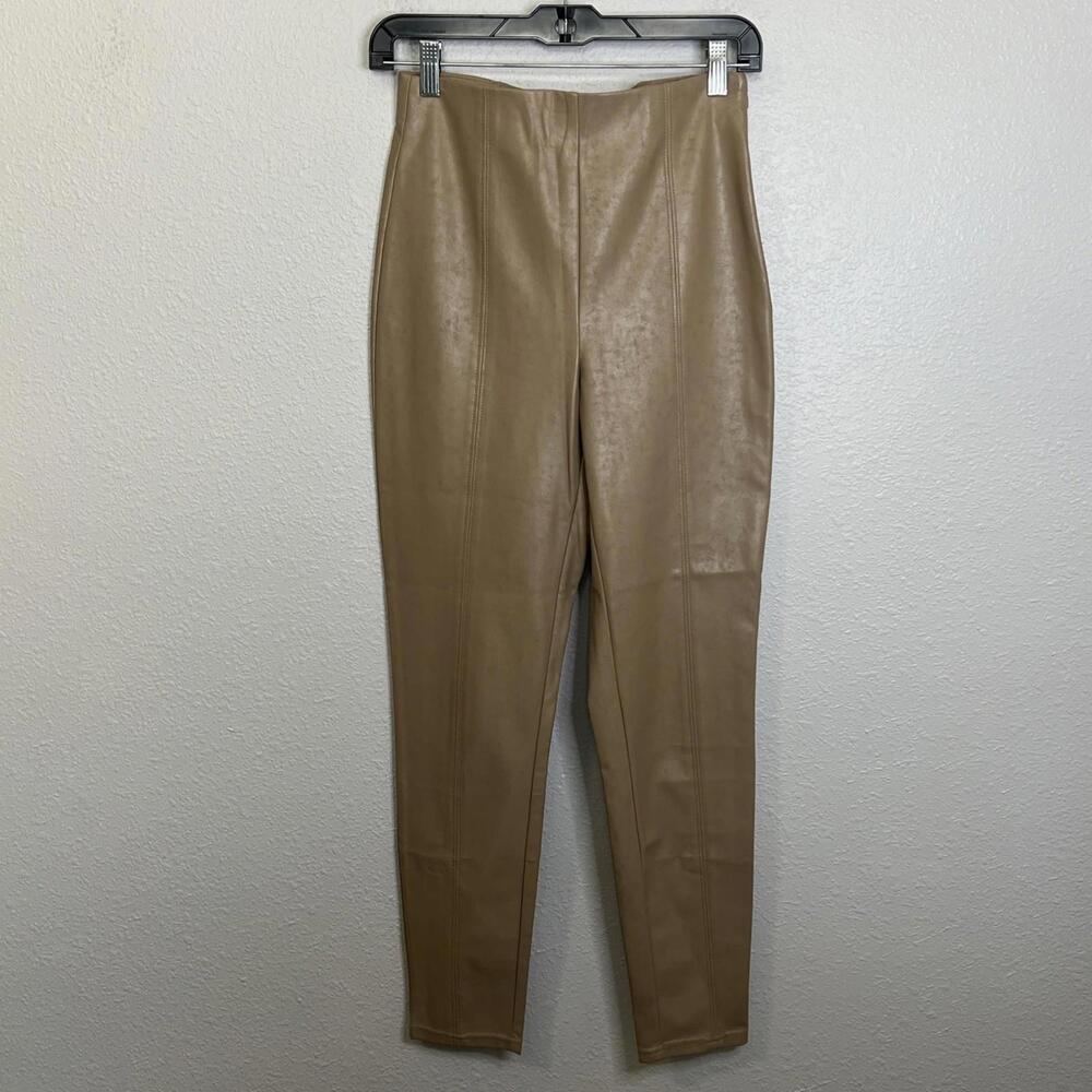 Aritzia Babaton Leather Slim Pant Tan Size 4